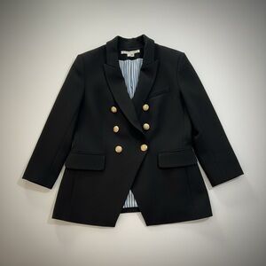🖤 Veronica Beard Black Empire Dickey Jacket – Gold Buttons – Size 8 – Rare